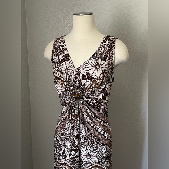 R&M Richards Black and White Sleeveless Maxi Sundress - Picture 3 of 7